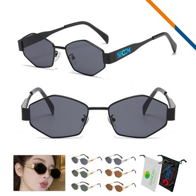 Chia Metal Hexagon Shaped Sunglasses